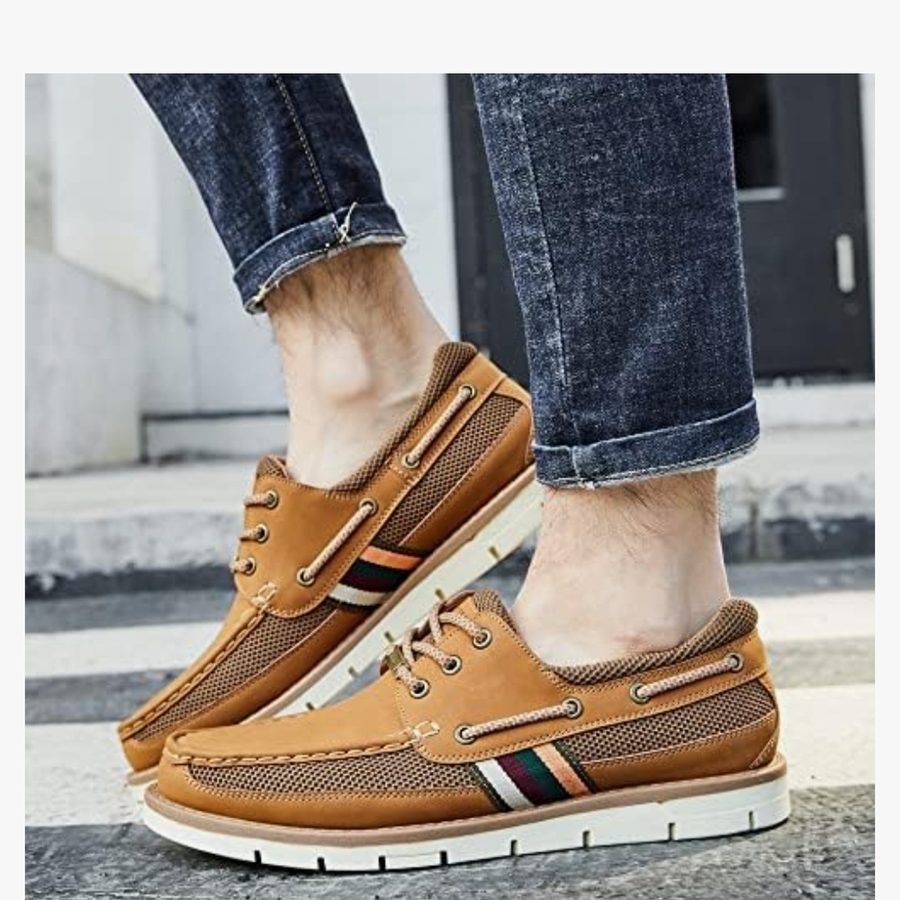 Stylish Tan Loafers with Striped Detail